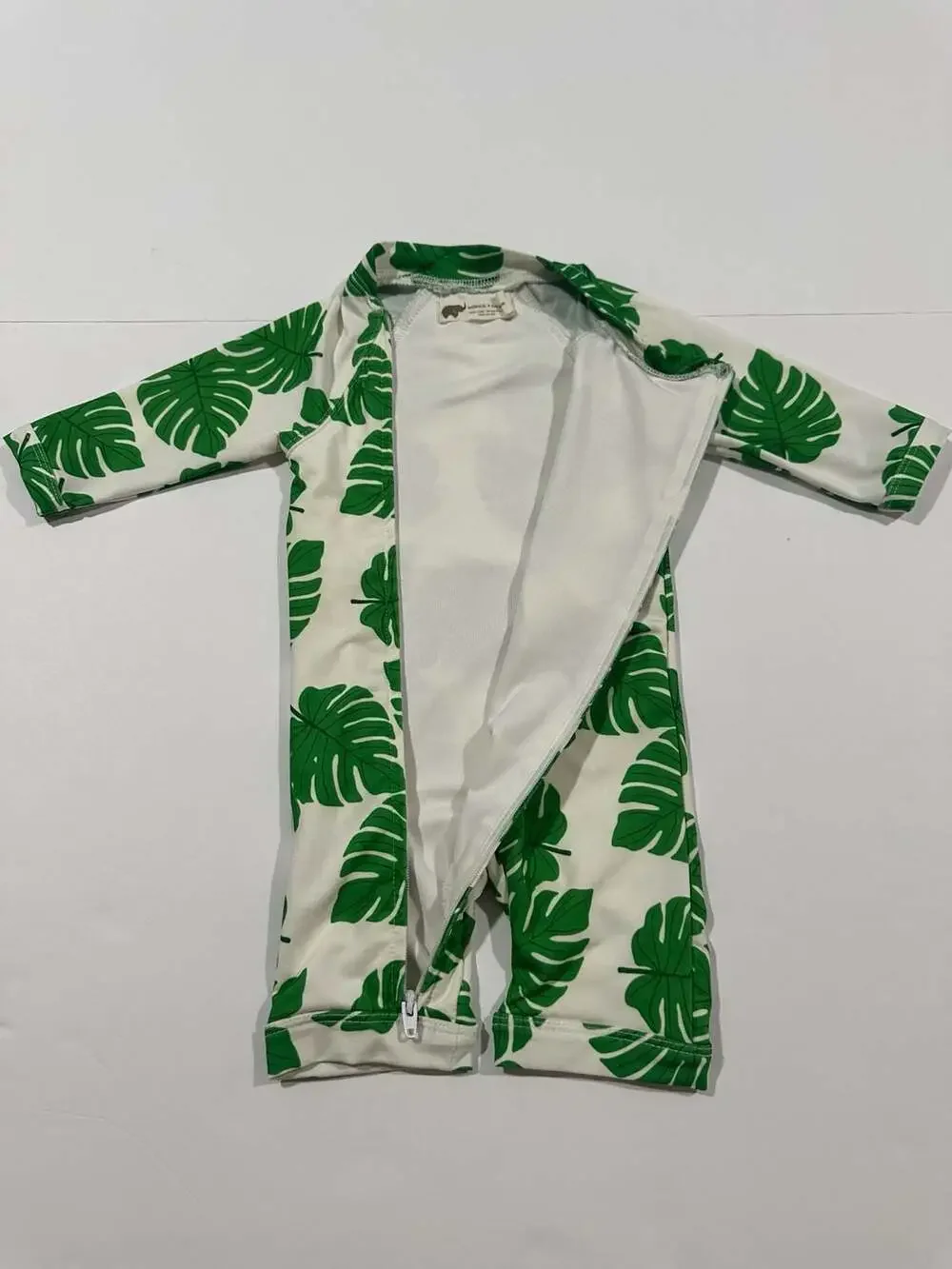 Monica + Andy Baby Long Sleeve Rash Guard Swimsuit in Palm Leaf Print
